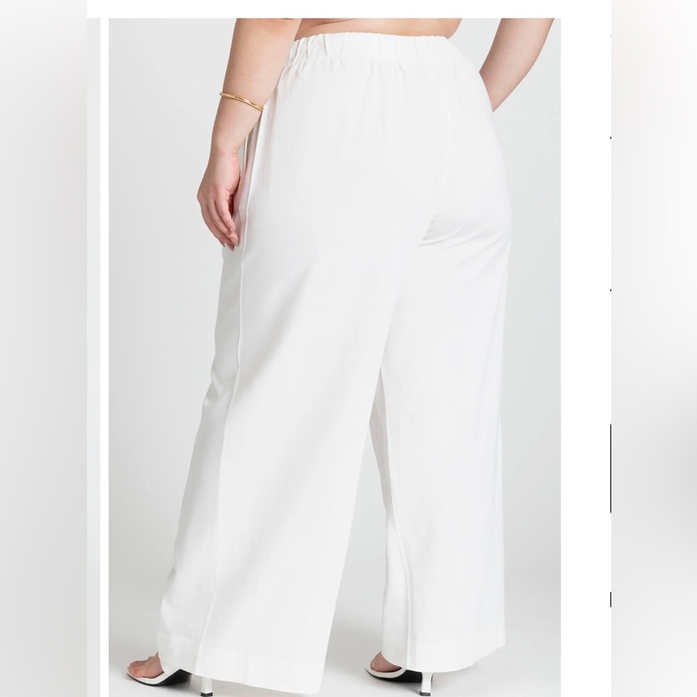 NWT ELOQUII Wide Leg Seamed Pull-On Pants Cream Size 28